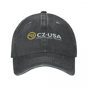 Casquettes de balle CZ USA Guns Logo Hommes Casquette de baseball Denim en détresse Chapeaux lavés Classique en plein air Toutes les saisons Voyage Chapeaux doux non structurés