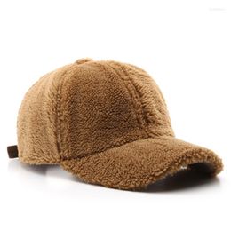 Kogelcaps dt 2023 mode dames solide kleur warme korrelige fleece verstelbare casual eenvoudige stijl buiten zonbescherming piekkap