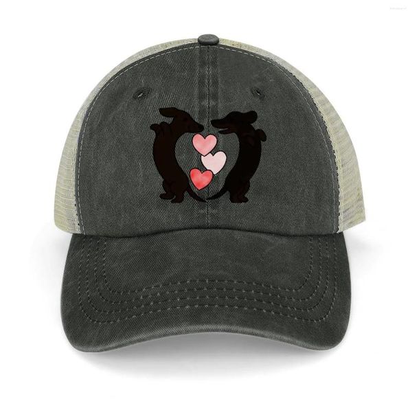 Gorras de bola Dachshund Perro Amor Corazón Sombrero de vaquero Espuma Fiesta Duro Hombres Mujeres