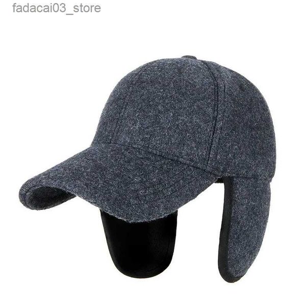 Gorras de bola Papá Invierno Bombardero Sombrero Adulto Esquí Grueso Cálido Forro polar Fieltro Sombrero deportivo Cabeza grande Hombre Talla grande Gorra de béisbol de lana 55-59 cm 60-65 cm Q240116