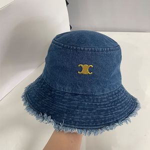 Kogelcaps denim emmer hoed vrouwen ontwerper geribbeld stevige brede rand hoeden outdoor mode caps