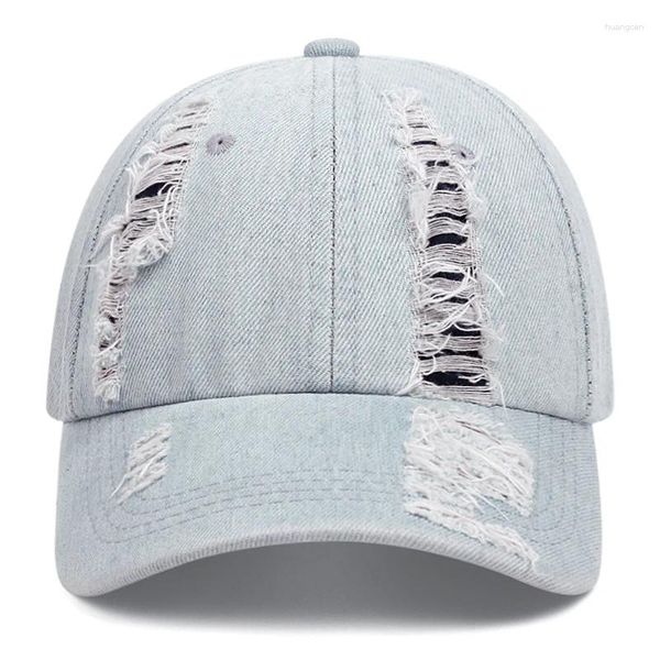 Gorras de bola Denim Agujero de vaquero de alta calidad Hacer gorra de béisbol vieja Hombres Mujeres Hip Hop Papá Sombreros