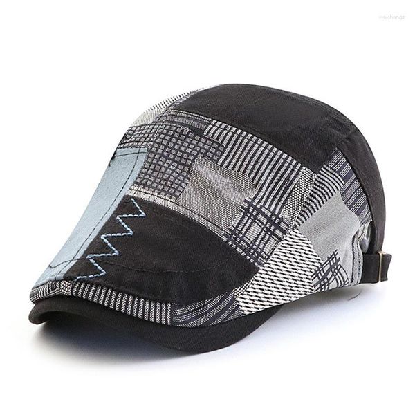 Casquettes de boule Designer Béret Chapeau Hommes Rétro Sboy Casquette Patchwork Plaid Herringbone Plat Peaked Femmes Conduite Cabbie Gatsby Casquette