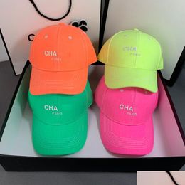 Casquettes de baseball Designer Casquette Candy Fluorescent Cotton Baseball Couple Fashion Letter Street Shooting Cap Drop Delivery Accessoires H Dhbid