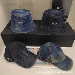 Ball Caps Designer Nouveau bassin de chapeau de pêcheur en jean lavé avec petit logo triangulaire pour un look élégant et décontracté à la maison F3ti
