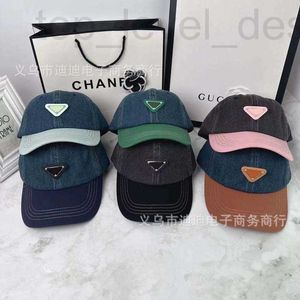 Ball Caps Designer P Home Correcte versie Omgekeerde driehoek gekleurde denim hoed heren en dames honkbal Koreaans Instagram Casual veelzijdige eendentong c0gn