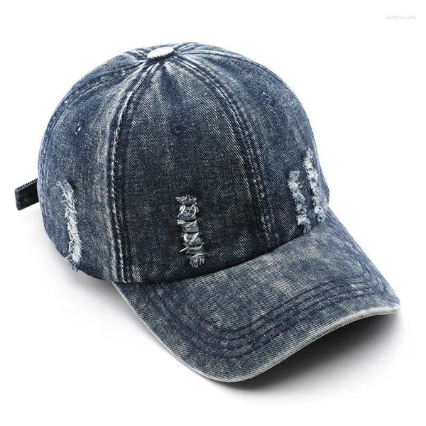 Gorras de bola Gorra de béisbol desgastada Estilo unisex Jeans de algodón descoloridos para hombres Mujeres Sombreros de camionero vintage