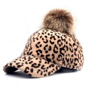 Ball Caps Doit Children Hip Hop Baseball Cap Wol Leopard Hairball Kids Winter Hat Boys Girls ouder-kind Caps 230201