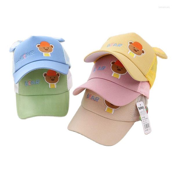 Gorras de bola Doit Mesh Summer Boy Girl Cap Sombreros de béisbol Oso Orejas Corea Sol Niños Peaked Snapback para 2 a 7 años