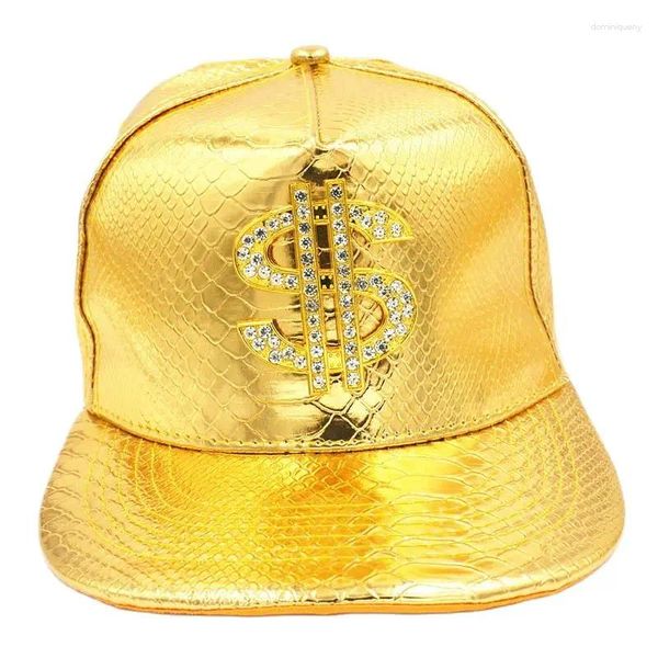 Gorras de bola Doit Metal Golden Dollar Estilo Gorra de béisbol para hombres Hip-Hop Cuero Ajustable Snapback Sombreros para hombres y mujeres