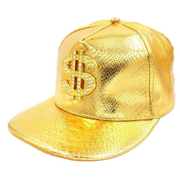 Casquettes de baseball Doit Metal Golden dollar style hommes Casquette de baseball casquette hiphop en cuir Chapeaux réglables pour hommes femmes 230630
