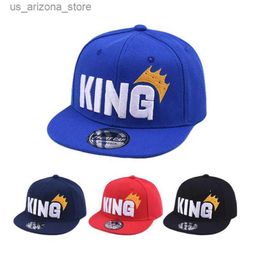 Ball Caps DoitBest Childrens Baseball Hip Hip Hop King Letter Embrio para niños Sol Sun Boys and Girls Baseball Sapt Snap Sapph para edades de 2 a 8 Q240425