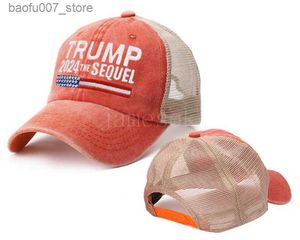 Kogelcaps Donald Trump 2024 Baseball cap patchwork gewassen noodlijdende buitensporten geborduurd troeven het vervolg mesh -hoeden dd200q240403