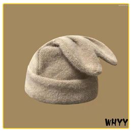 Casquettes de balle drapé oreilles chapeau tricoté chapeaux femmes Plus velours tricot laine casquette hiver épaissir chaud mode coréen bonnet