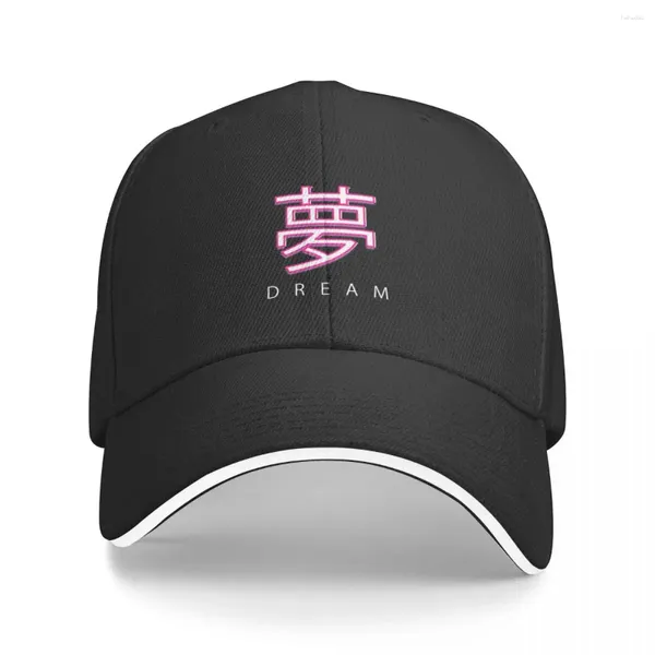 Ball Caps Dream - Yume japonais kanji blanc text cap de baseball chapeau cosplay féminins hommes