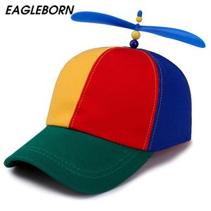 Ball Caps EAGLEBORN Zomer Kind Volwassen Verstelbare Propeller Ball Baseball Cap Dragonfly Top Multi-color Patchwork Grappig Mooie 52-57cm 230612