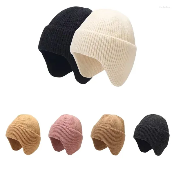 Casquettes de boule Protection des oreilles chapeaux d'hiver élégant bonnet doux pour hommes femmes classique tricot oreillette casquette chaude avec oreilles