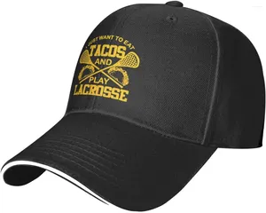 Kogelcaps eet-taco's-en-play-lacrosse-lax-baseball-cap heren vintage snapback hoeden trucker dad hoed zwart