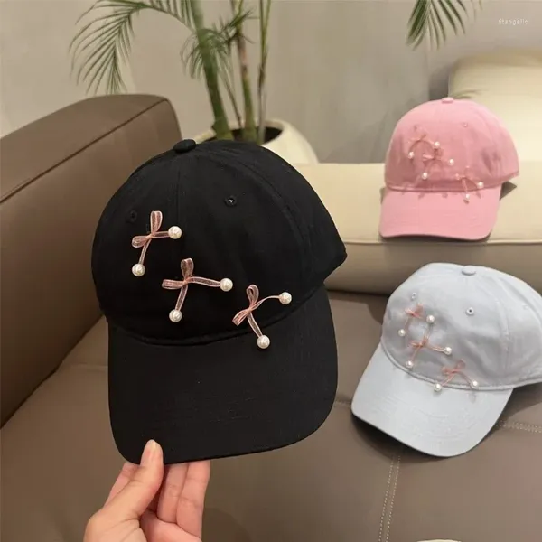 Ball Caps Elegant Korean Bowknot Baseball Hat Women Ajustivable Femmes Sunroproof Breathable Peak Paped Long Brims Camping