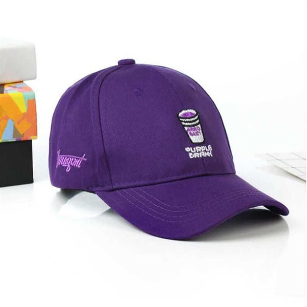 Gorras de bola Marca bordada Púrpura Bebió Sombrero de papá para mujeres Taza de algodón ajustable Gorra de béisbol Hip Hop Verano K Pop Snapback Hat Me210k