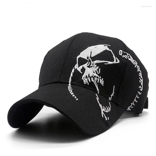 Gorras de bola Gorra de calavera bordada para hombres Algodón Deportes Béisbol Moda Patrón negro Mujeres Snapback Ejército Masculino Hip Hop Hueso