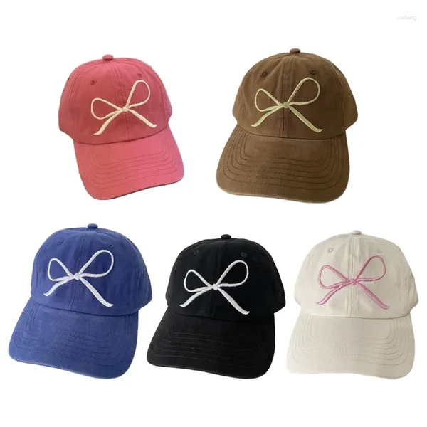 Ball Caps broderie Bowknot Baseball pour les adolescents Girl Summer Spring Hat Fashion Sun Femme Outdoor Casual F0T5