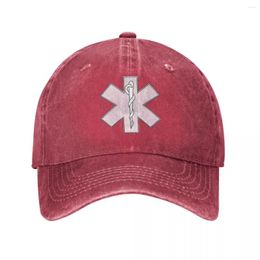 Ball Caps EMS Star Of Life Trucker Hat Stuff Vintage Distressed Cotton Logo Baseball Cap voor heren Dames Verstelbaar