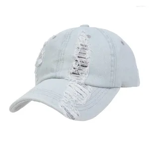 Gorras de bola Hombres europeos y americanos Béisbol para mujeres Primavera Verano Agujeros de ala ancha Vaquero Personalizado Vintage Hip-Hop Sombreros