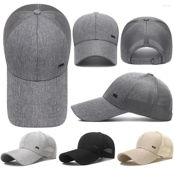 Gorras de béisbol con visera extendida, gorra de béisbol de lino de malla superior dura, gorra de béisbol para primavera y verano, protección UV para exteriores, gorras Snapback transpirables con visera para hombres y mujeres