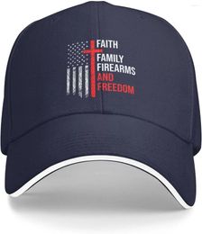 Gorras de bola Fe Familia Armas de fuego Libertad Sombrero Patriótico Bandera Americana Para Hombres Mujeres Clásico Ajustable Gorra De Béisbol Camionero