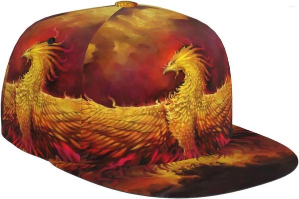 Ball Caps fantasy phoenix oiseau motif plat bill hat unisexe snapback Baseball cape hip hop style Visor blanc ajusté noir