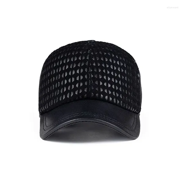 Casquettes de balle Mode 2023 Printemps / Hiver Homme Véritable Cuir Baseball Casual Peau de mouton Noir Chaud 55-60 Chapeaux de vol réglables Sprot