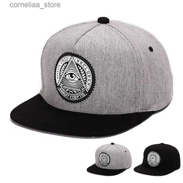 Casquettes de baseball Mode 5 panneaux coton snapback dieu yeux patch en plastique hommes casquettes de baseball à bord plat chapeau hip hop casquettes de camionneur pour hommes femmes Y240315