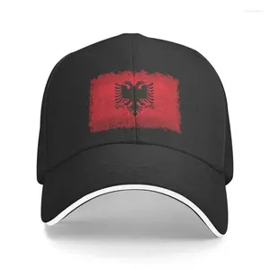 Ball Caps Fashion Flag Albanais avec bords déchirés Cap de baseball Unisexe adulte patriotique Albanie Amour Ajustement papa