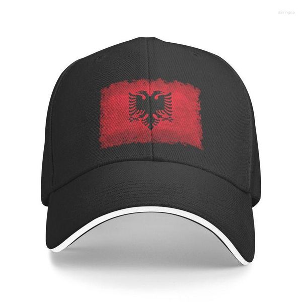 Casquettes de baseball Mode Drapeau albanais avec bords déchirés Casquette de baseball unisexe adulte patriotique Albanie amour réglable papa chapeau hommes femmes Hip Hop