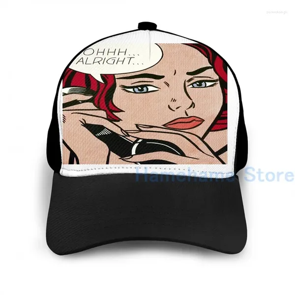 Casquettes de basket-ball pour hommes et femmes, casquette de basket-ball à la mode, fille d'art sur le téléphone, Roy Lichtenstein, imprimé graphique, noir, unisexe, chapeau pour adultes