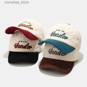 Ball Caps Mode Herfst Winter Corduroy Baseball Cap Voor Mannen Vrouwen Vintage WONDER Brief Borduren Warm Houden Snapback Hoed hip Hop GorrasY240315