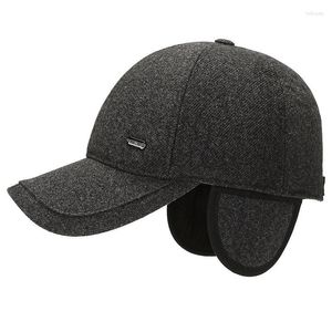 Casquettes de baseball mode automne hiver grande taille Tweed casquette de Baseball Snapback hommes chapeau extérieur garder Super chaud os papa chapeaux réglables