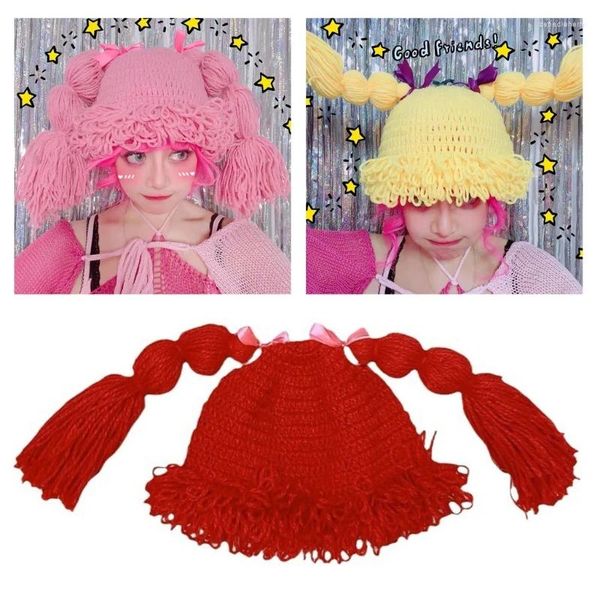 Casquettes de balle Mode Tresse Bonnet Chapeau Pour Femmes Confortable Tricot Y2K Pull Hiver Automne Seau Coiffe Japonaise