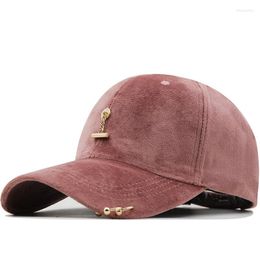 Ball Caps Modemerk Meisje Snapback Baseball Cap Vrouwen Gorra Straat Hiphop Suede Voor Dames Zwart Roze Ring Hoeden