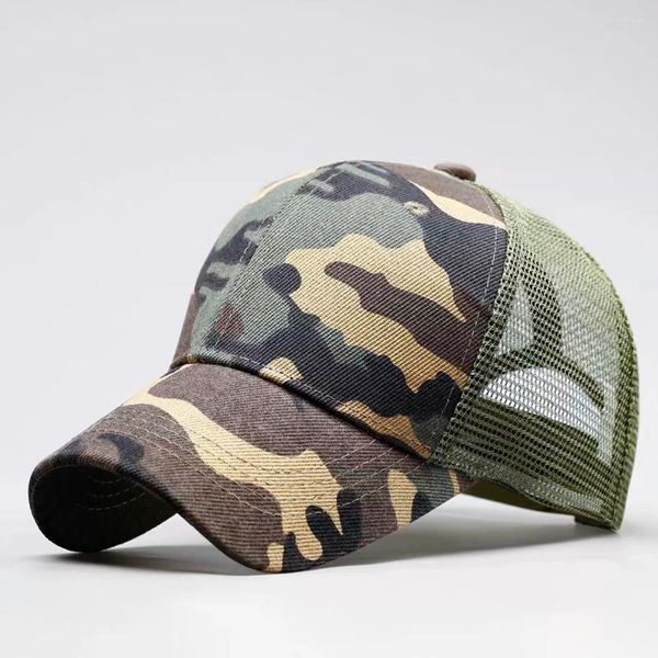 Gorras de bola Moda Camuflaje Béisbol para hombres Sombrero táctico Parche Ejército Gorras Verano Malla Casual Visera Unisex Deporte Snapback Cap