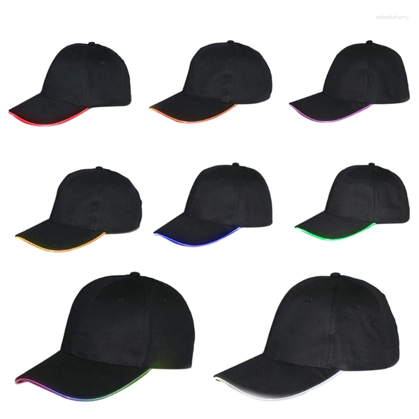 Gorras de bola Moda Cool LED Light Up Baseball Hat Luminoso Resplandor Ajustable Cap Party Sports