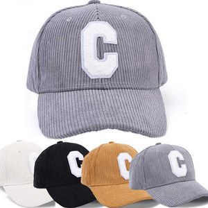 Kogelcaps mode corduroy letters c dames heren honkbal hoed vrouwelijke verstelbare sport visors snapback cap zon hoeden voor vrouwen mannen g230209