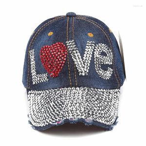 Ball Caps Fashion Denim Vintage Baseball Good Quality Rhinestone Cap Hip Hop Love Letter Snapback Chapeaux pour hommes et femmes