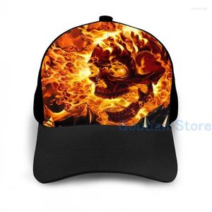 Casquettes de ballon Fashion Ghost Rider Fire Casquette de basket-ball Hommes Femmes Impression graphique Noir Unisexe Adulte Chapeau