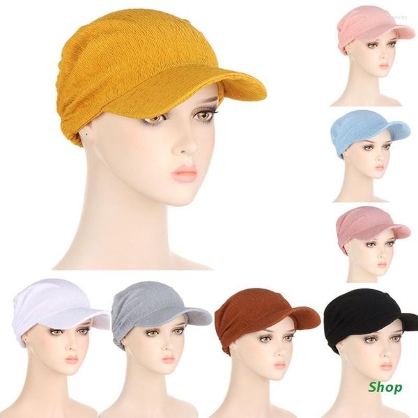 Casquettes de mode tête Wrap visière chapeau de soleil Turban chimio perte de cheveux Hijab avec BrimBall