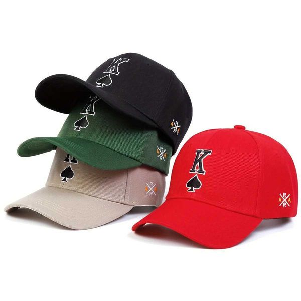 Tapas de pelota Fashion Hip Hop K Carta de béisbol Capas de béisbol Hip Hop Snapback Hat Poker Borded Golf Hats Outdoor Sports Leisure Taps Dad Hats J231223
