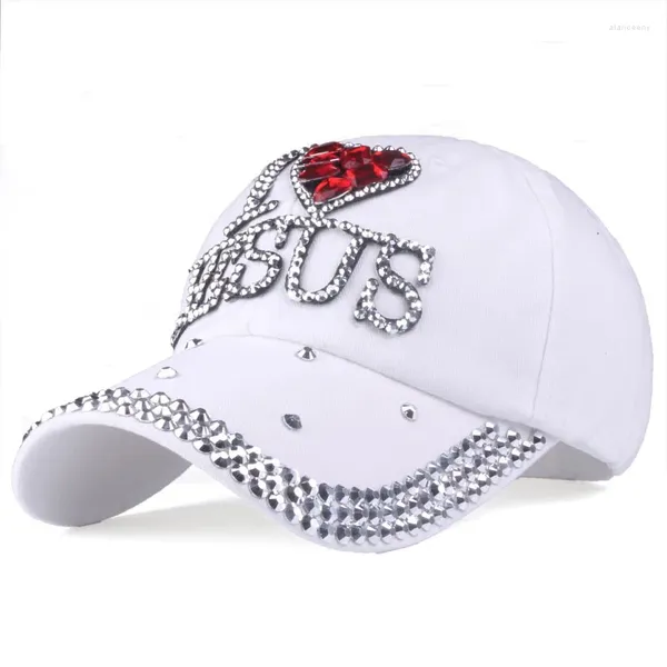 Gorras de bola Moda Jesús Letras Corazón Gorra de béisbol Mujer de lujo Y2k Ocio Hip-Pop Rhinestone Sombrero Deportes al aire libre