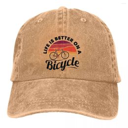 Gorras de bola Moda La vida es mejor en una bicicleta Diseño de ciclismo con cita Gorra de béisbol Hombres Sombreros Mujeres Visera Protección Snapback Arte