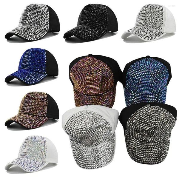 Gorras de bola Moda de lujo Mujeres Niñas Ajustable Lentejuelas brillantes Cap Protector solar Sombreros Béisbol Rhinestones